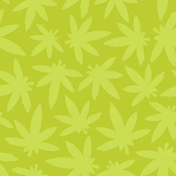 Marihuana ganja hierba patrón de vector sin costura verde — Vector de stock