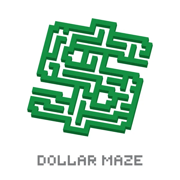 Dollar business isometric green maze vector — Stock Vector