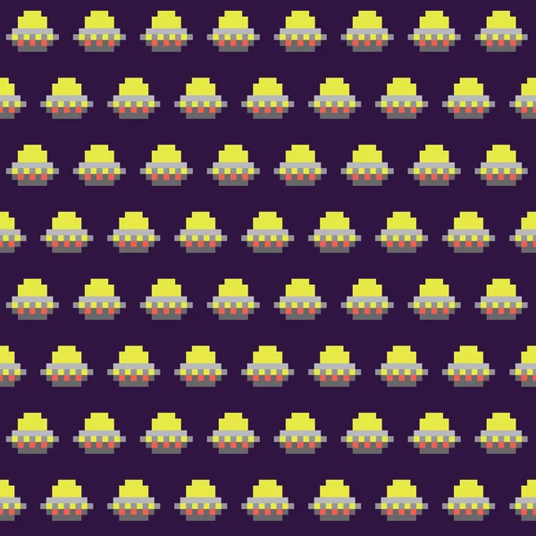 Old school pixel kunst stil ufo arkade spil problemfri vektor baggrund – Stock-vektor