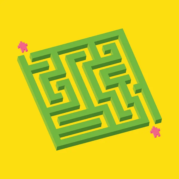 Isometric green maze in pixel art style vector — Stock Vector