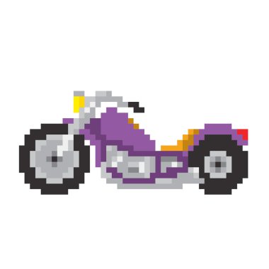 Piksel sanat izole stil vektör çizim Chopper motosiklet