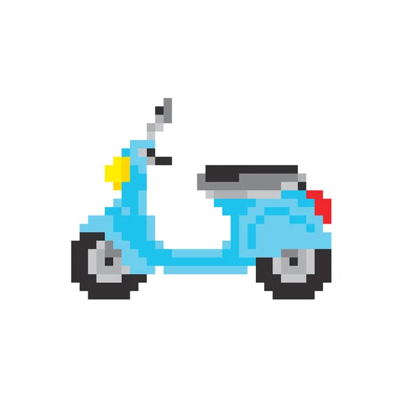 Scooter motorbike in pixel art style isolated vector illustration — Stock Vector