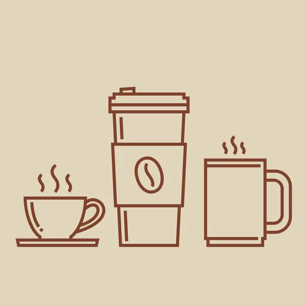 Kávové šálky vektorové ilustrace sada — Stockový vektor