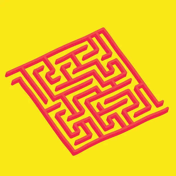 黄色のベクトルに等尺性の迷宮 — ストックベクタ