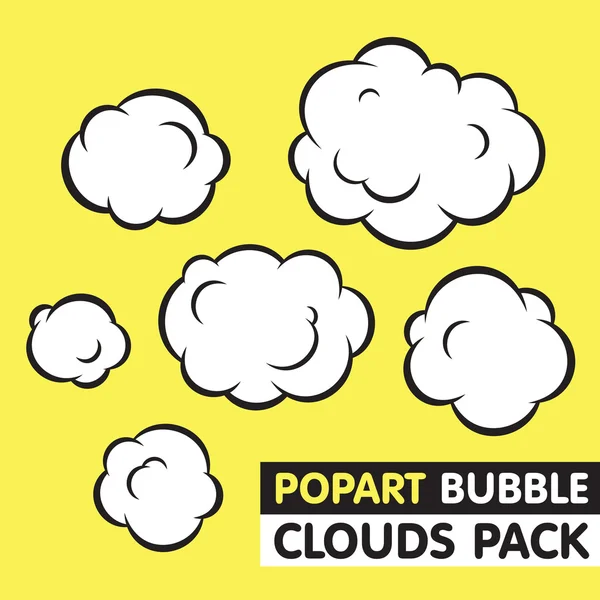 Pop art burbuja nubes vector pack — Vector de stock
