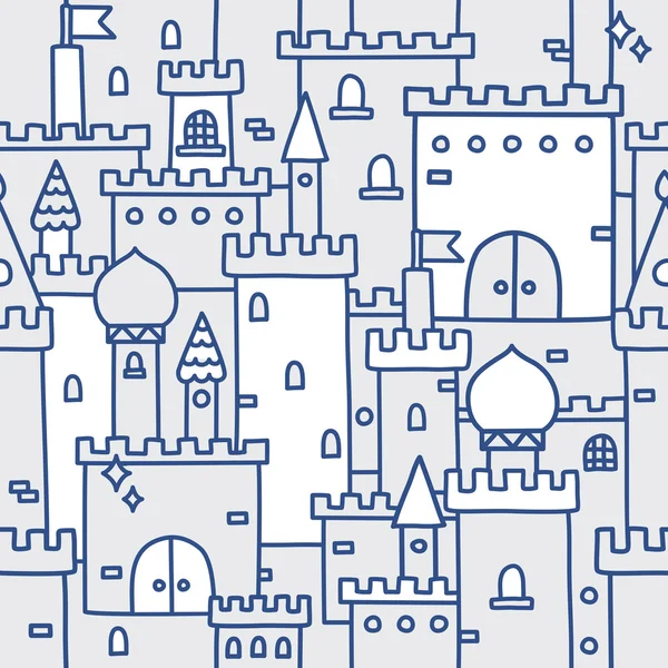 Château dessiné à la main motif vectoriel tour doodle — Image vectorielle