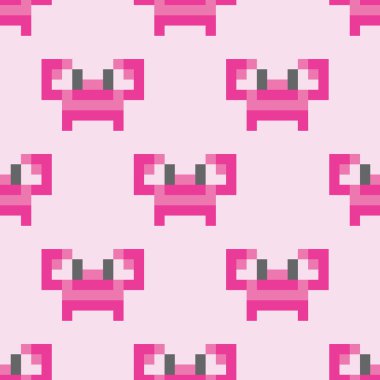 Pembe yengeçler. Piksel sanat stil sorunsuz vektör desen