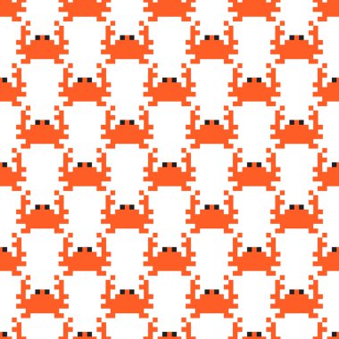 Kırmızı yengeçler. Piksel sanat stil sorunsuz vektör arka plan