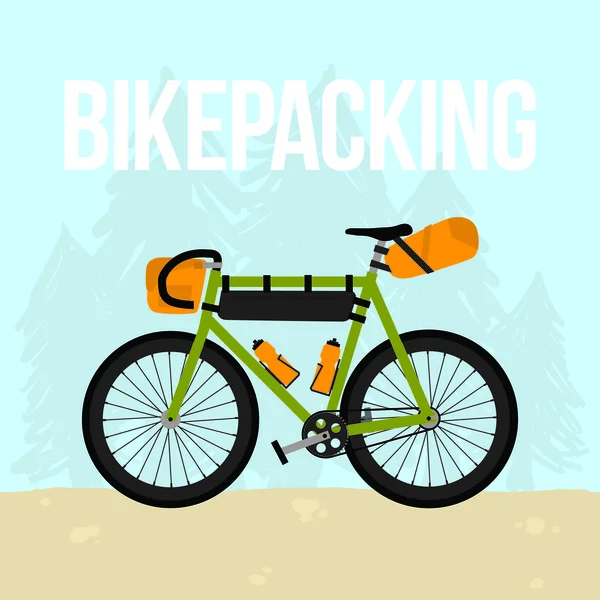 Bikepacking — Vetor de Stock