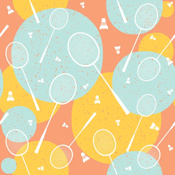 Badminton vintage seamless vector pattern — Stock Vector