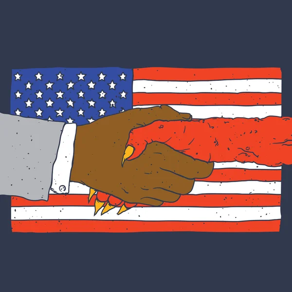 Traiter avec le diable drapeau américain — Image vectorielle