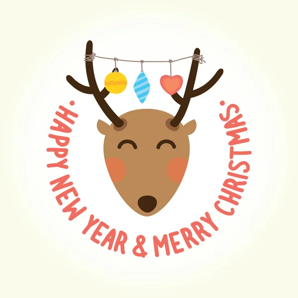 Happy new year deer head — Stock Vector