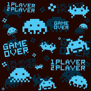 Black space invaders pattern clipart