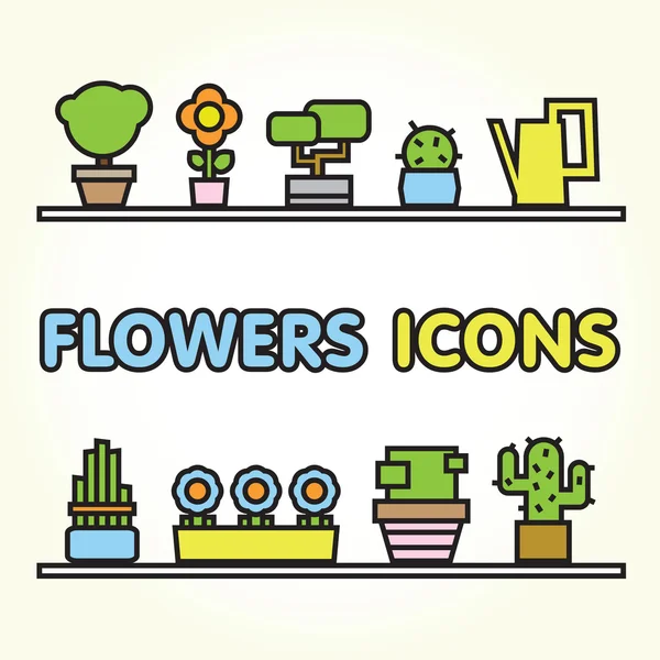 Flores Iconos — Vector de stock