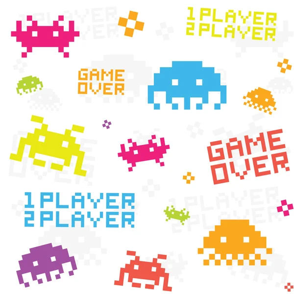 White space invaders wzór — Wektor stockowy