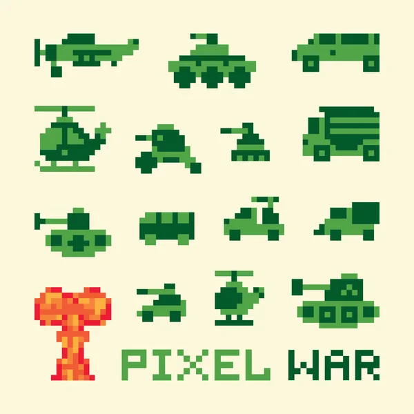 Pixel Art Kriegsmaschinen Set — Stockvektor