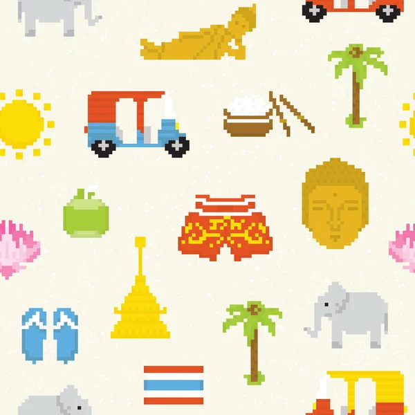 Pixel Thaïlande fond vectoriel sans couture — Image vectorielle