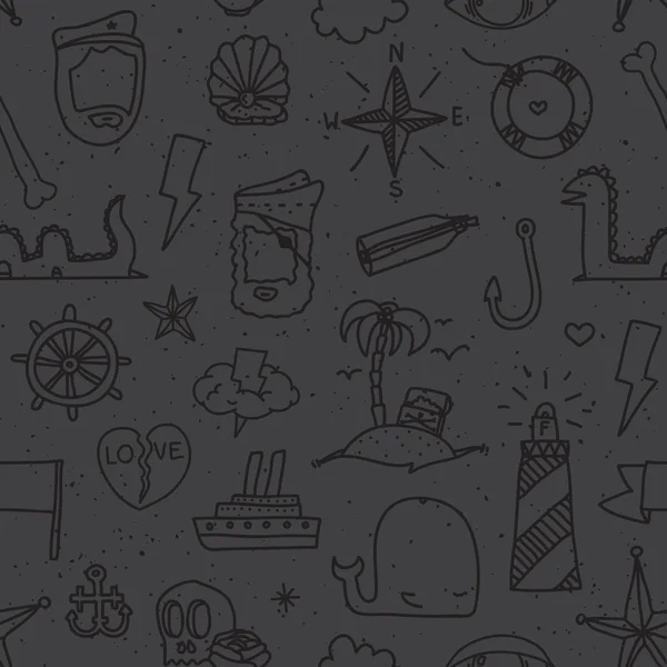 Pirate tatoeage naadloze vector patroon — Stockvector