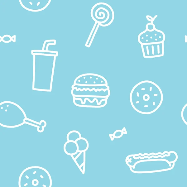 垃圾食品蓝色无缝模式 — 图库矢量图片