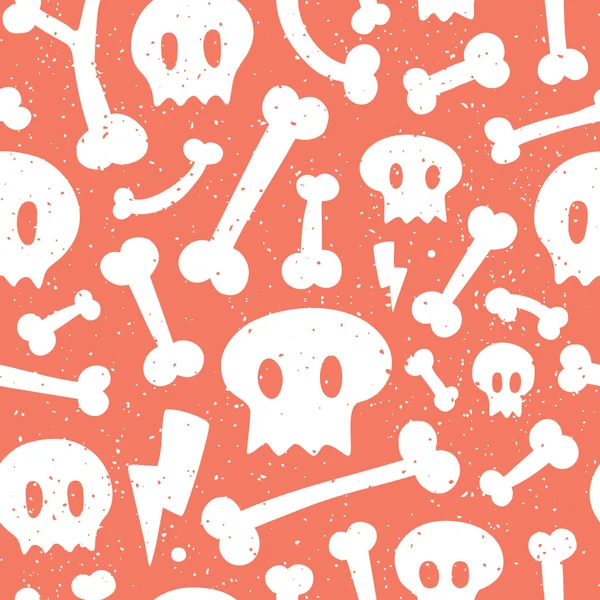 Skulls and bones red pattern — Stock Vector