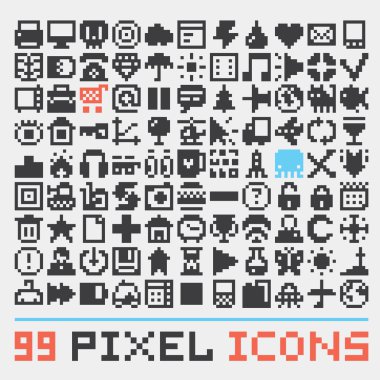 Piksel sanat web simgeler vektör set