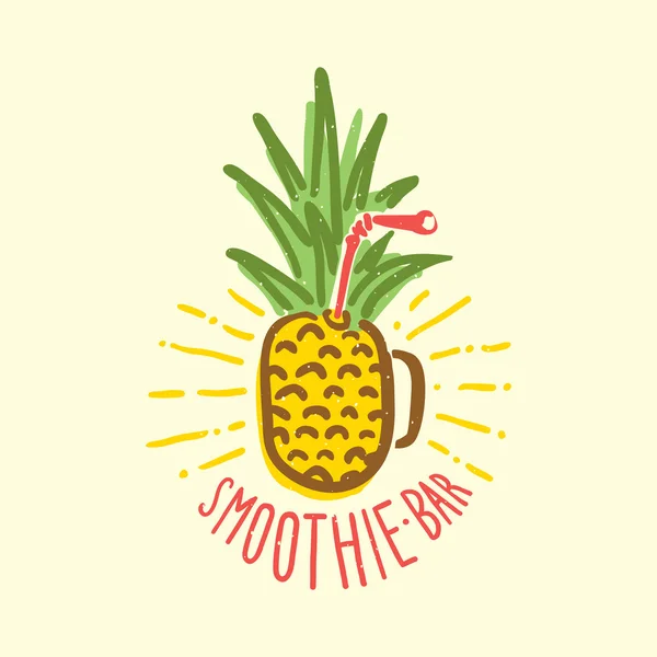 Smoothie bar ananas cup vector — Stockvector