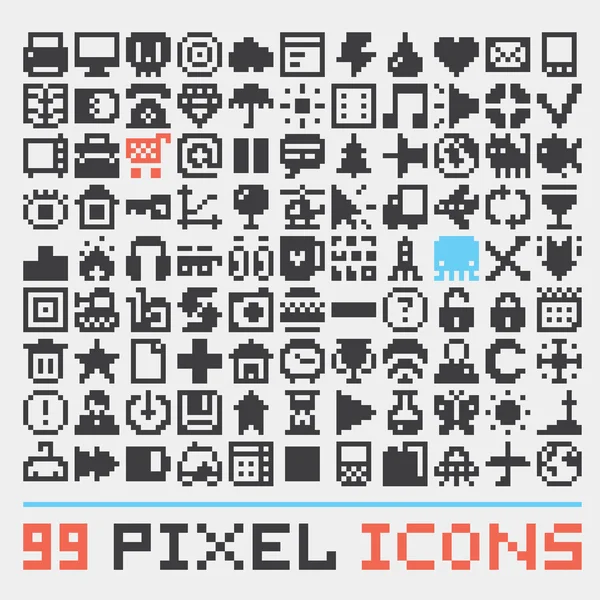 Векторный набор пиксельных иконок — стоковый вектор