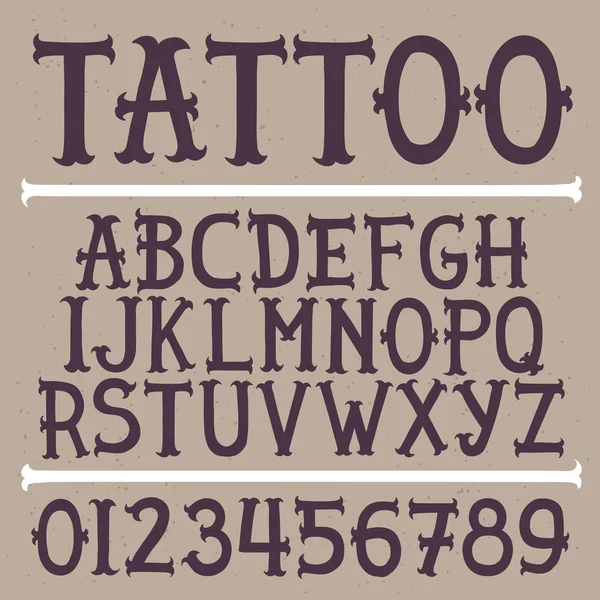 Vanha koulu käsin piirretty tatuointi vektori fontti — vektorikuva