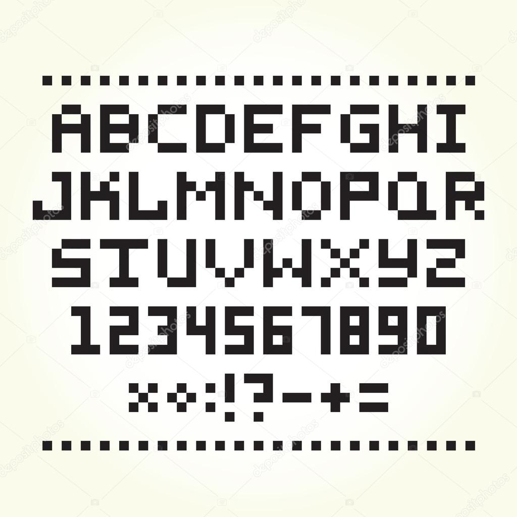 Pixel art style font isolated vector