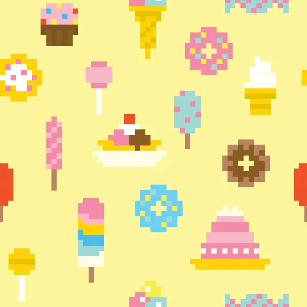 Pikseli sztuki słodycze bez szwu wektor wzór — Wektor stockowy