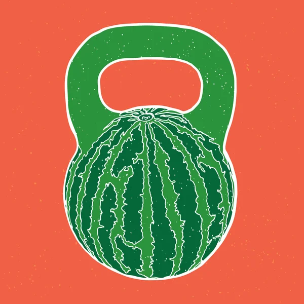 Vattenmelon kettlebell vektor illustration — Stock vektor