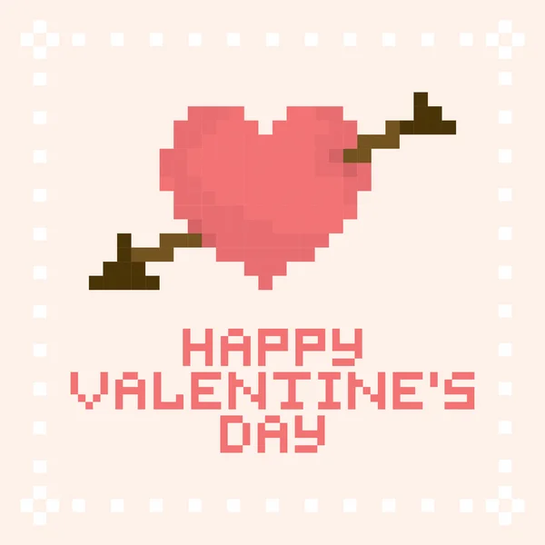 Pixel kunst valentines dag kaart — Stockvector