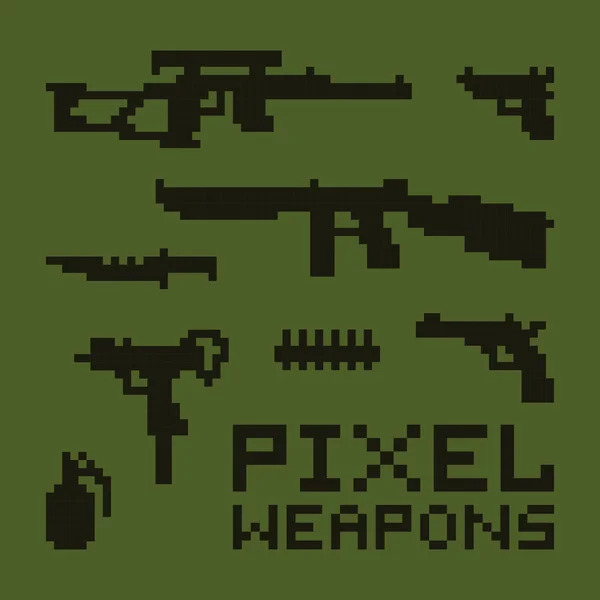 Pixel Art Waffen Vektor Set — Stockvektor