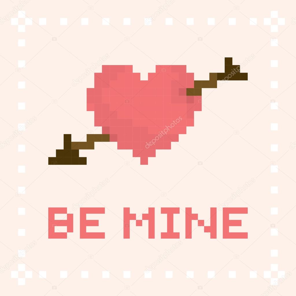 Pixel art be mine valentines day card
