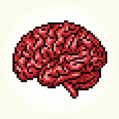 Pixel art brain isolated vector
