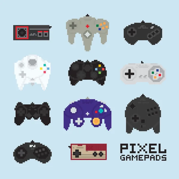 Pixel art isolated vector gampads — Stock Vector