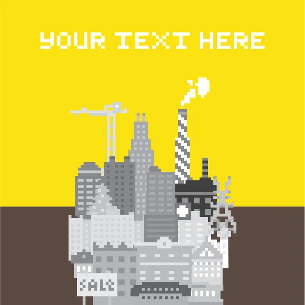 Pixel art tarjeta vectorial urbana — Vector de stock
