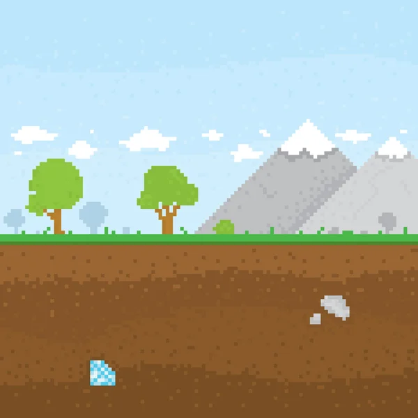 Illustration vectorielle de localisation de montagne Pixel art — Image vectorielle