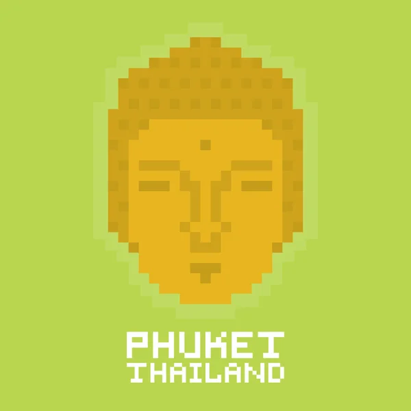 Phuket Tailândia pixel arte cartão vetorial — Vetor de Stock