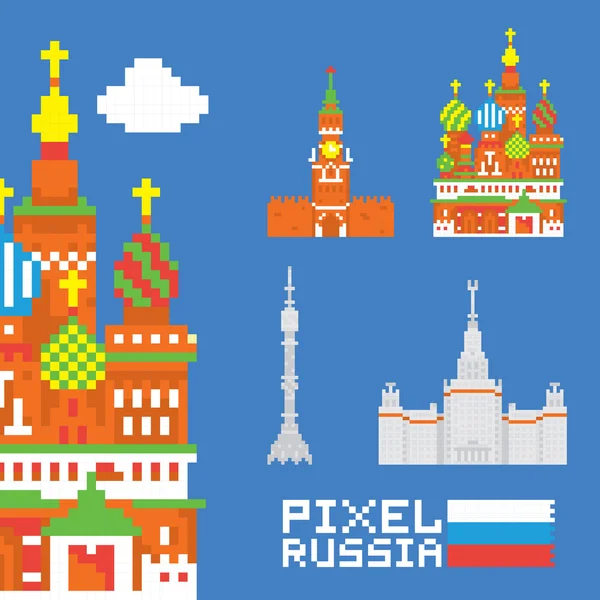 Pixel Kunst isoliert Russland Vektor-Set — Stockvektor