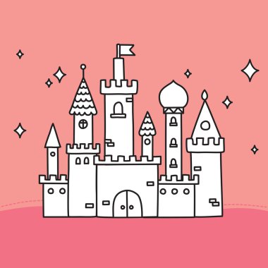 Elle çizilmiş doodle vektör büyük kale
