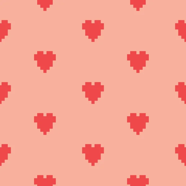 Pikseli sztuki serca bez szwu wektor wzór — Wektor stockowy