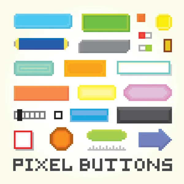 Pixel arte botones vector conjunto — Vector de stock