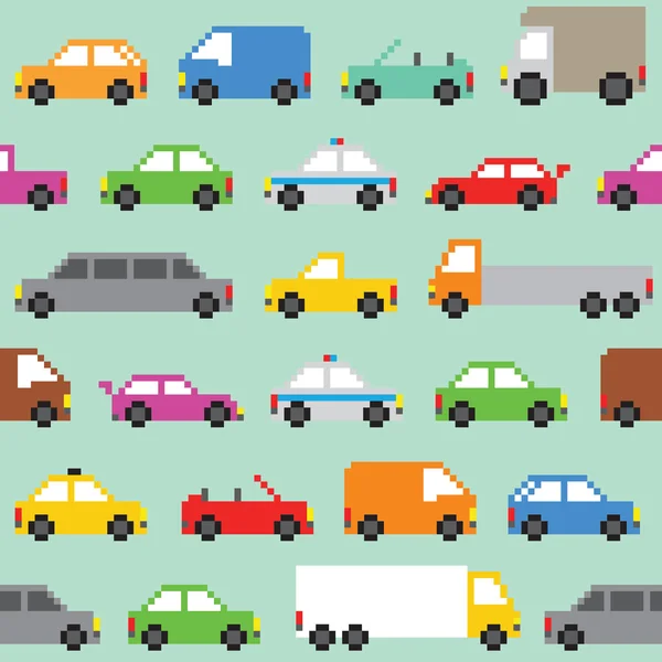 Pixel art traffic seamless vector pattern — Stock Vector