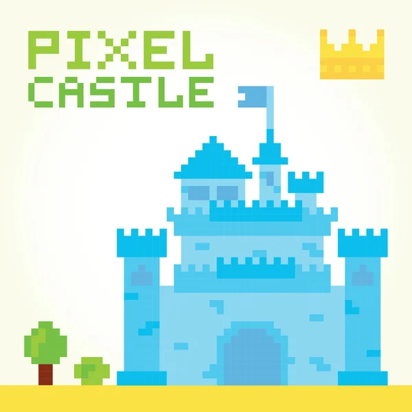 Pixel arte menino castelo isolado vetor —  Vetores de Stock