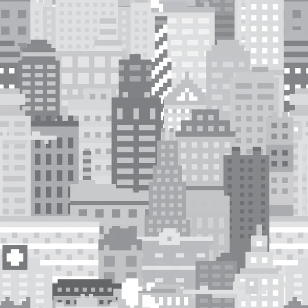 Pixel Art City nahtloses Vektormuster — Stockvektor