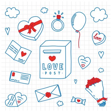 Hand drawn Valentines Day isolated vector objects clipart