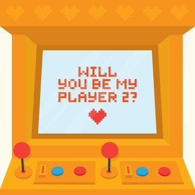Benim oyuncu iki olacaktır. Arcade makinesi Sevgililer günü vektör