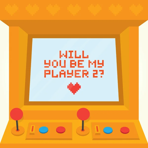 Will you be my player two. Arcade machine valentines day vector — Stock Vector