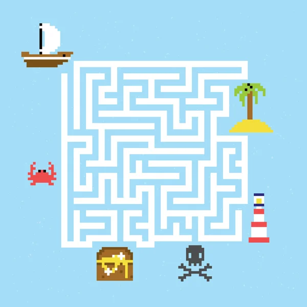 Illustration vectorielle labyrinthe de trésors pirates — Image vectorielle